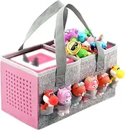 [Seracle] Carrying Case Travel Felt Bag Compatible with Toniebox Starter Set and Tonies Figurine (Gray+Pink)