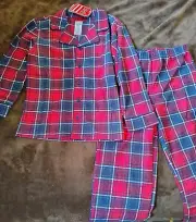 New Holiday Christmas Red and Green Plaid Flannel Pajamas PJS kids size XS 4-5