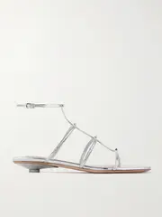 [Valentino Garavani] Valentino Garavani - Rockstud Wispy 20 Embellished Mirrored-leather Sandals - Silver - IT36 IT 36 Silver