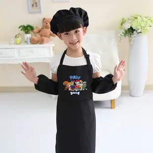 現貨 兒童圍裙 定製LOGO小廚師衣服美術畫畫衣幼兒園職業服反穿罩衣袖套 兒童廚師服
