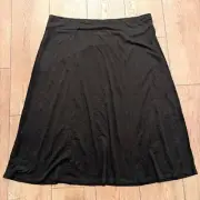 Eileen Fisher $218 XL Black Jersey Linen Pull on Midi Skirt NWT
