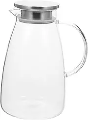 Clear Glass Teapot Beverage Refrigerators Clear Tea Kettle Glass Water Pitcher Water Jug Pitcher Fridge Jug Beverage Pitcher Living Room Water Container Household Water Pot Glass(As Shown2,Mediumx2pcs