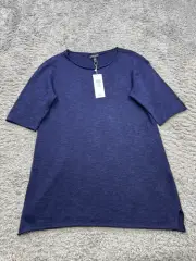 Eileen Fisher Top Women Small Petite Midnight Organic Linen Cotton Tunic NWT
