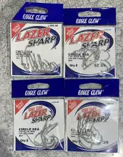 4 Packs Eagle Claw Circle Sea Hooks 3/0 Silver
