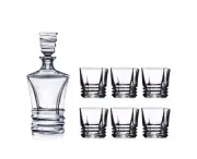 7 Pc Special Designed Glass Whisky Decanter Set 1 Whisky Bottle + 6 Whisky Cups