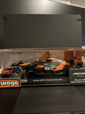 Bburago 2025 McLaren F1 MCL38 Miami Grand Prix 2024 Oscar Piastri #81 1:24 Scale