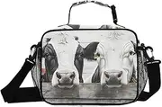 Insulated Lunch Box Cow Fence Board for Women Men - Ideal for Work, Picnics - Includes Adjustable Shoulder Strap