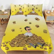 a1402 Bob\'s Burgers Duvet Cover Set, 3 Piece Bedding Set 86x70" Double Sided Printing Decorative Comforter Cover Set (1 Duvet Cover + 2 Pillow Shams)
