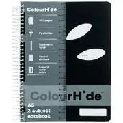 ColourHide 2 Subject Notebook 300 Pages Black