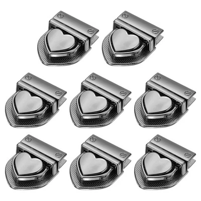 8PCS Heart Purse Clasp, Thumb Lock for DIY Bags, Wallets [Black]