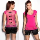 Damen T-Shirt Spitze Rücken Grind Rhinestone Hängend Kurzarm 7026
