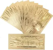 10pcs 100 Dollar Bills Bookmark, One Hundred Dollar 24K Leaf Bills for Notes Album Money Home Bring Abundance & Prosperity