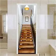 Door Stickers Stair Stairway Film Door Stickers Decorative Waterproof DIY Self Adhesive Staircase Sticker Murals(A,77x200cm)