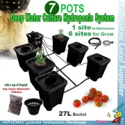 New Hydroponics 7 Pots 27L DWC Completed System Deep Water Culture Square Bucket