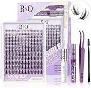 B&QLASH Fairy Lash Clusters Kit 8-18 MIX Natural Lashes Clusters Manga Lashes Invisible Band 144 pcs Eyelash Extension Kit with Lash Bond and Seal&Remover&Brush&Tweezer (Kit-Fairy)