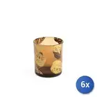6x H&h Port Tealight Glass Decorum Leaves Gold CMS 7x8