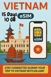 Best VIETNAM esim Data Travel e sim High-Speed 5G /4G 15 Days 10 GB