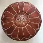 Boho Leather Unstuffed Moroccan Footstool Ottoman Handmade Pouffe
