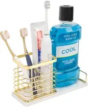 Toothbrush Holder, Luxurious Metal Toothbrush Toothpaste Holder for Bathroom, Mu