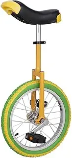 16"/18" Colorized Wheel Unicycle for Kids/Boys/Girls, Large 20" Freestyle Cycle Unicycle for Adults/Big Kids/Mom/Dad, Best Birthday Gift (Color : Yellow and Green, Size : 16 Inch Wheel) Durable TDF