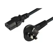 Dynamix C-PFH3PC13-1 7.5A Flat Head 3 Pin to IEC C13 Power Cord - 1m - Black 0.75mm Copper Core - SAA Approved [C-PFH3PC13-1]