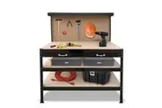 3-layer Steel Work Bench Garage Storage Table Tool Shop Shelf Pegboard Drawer