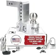 Weigh Safe Adjustable Trailer Hitch Ball Mount - 6" Drop Hitch for 2" Receiver w/ 4 pc Keyed Alike Lock Set, Premium Aluminum Trailer Tow Hitch w/ Built in Weight Scale for Anti Sway, 12,500 lbs GTW
