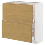METOD / MAXIMERA base cabinet with 2 drawers, white/Voxtorp oak effect, 80x37x80 cm