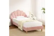 Artiss Bed Frame King Single Size Scallop-Shape Bedhead Beds Base Pink Velvet Fabric