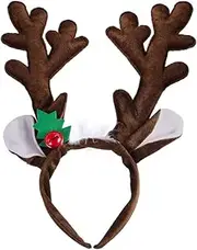 Christmas Reindeer Antlers Headband Plush Deer Antlers Hair Band Reindeer Ears Hair Hoop with Bells Hair Accessory Headwear for Christmas Party