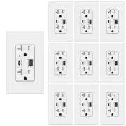 10Pack USB C Outlet PD 24W Power Delivery Duplex Receptacle 4.8A 20Amp,UL Listed
