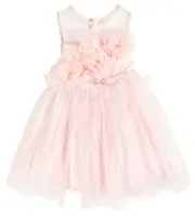 [Patachou] Patachou Floral-appliqué tulle dress Y 14 pink