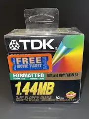 Vtg TDK High Density 3.5 1.44 MB Floppy Disk Formatted Sealed Blockbuster Ticket