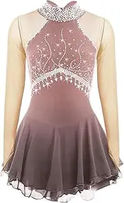 [Zagitova] Figure Skating Dress for Girls Patchwork Women Ice Team Competition Practise Dance Outfit with Shiny Rhinestone