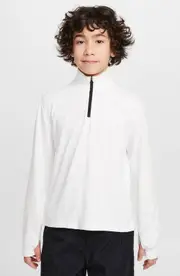 Nike Kids' DRI-Fit UV Quarter Zip Pullover in White at Nordstrom