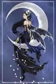 NENE THOMAS ~ MOON SOLACE FAIRY ~ 24x36 FANTASY ART POSTER ~ Faery Flower Petals