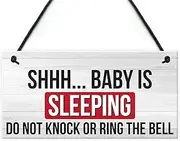 RED OCEAN Shh. Baby Is Sleeping Do Not Disturb Nursery Hanging Plaque Baby Door Cot Sign
