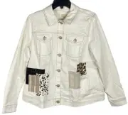 LOGO Lavish by Lori Goldstein Patchwork Denim Women Jacket Size Reg.10