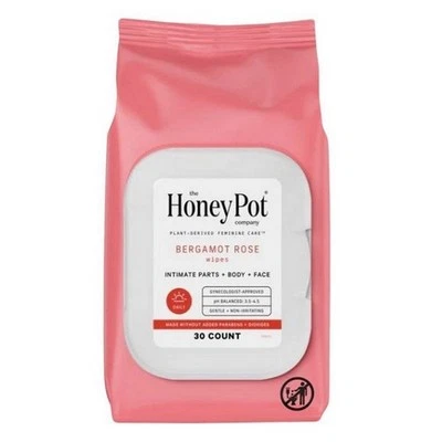 Pot Bergamot Rose Wipes 30 Count by The Honey Pot