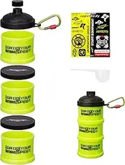 SPEQT Protein Powder Stackable Container To Go,with Top Cap Funnel for Water Bottle,Twist Lock Portable Supplement Organize Storage Dispenser for Pre/Post Workout,Fitness,Travel,Gym