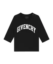 Round collar and long-sleeved T-shirt 6M,12M Black/White