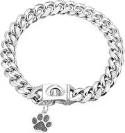 LuxLife Dog Chain Collars Stainless Steel Dog Collar 10mm Cuban Link Dog Collar Metal Dog Chain with Snap Buckle Dog tag for Puppy Small Medium Large Dogs(20")