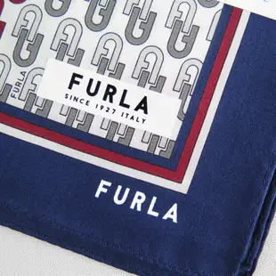 FURLA 義大利品牌 手帕 100%綿 1051891000 藍灰紅 日本製 50X50cm