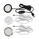 USB 5V3W LED Bedside Lamp With Solid Circle Base LED Under Cabinet Puck Light