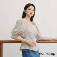 在飛比找momo購物網優惠-【non-stop】甜美格紋澎袖襯衫-2色