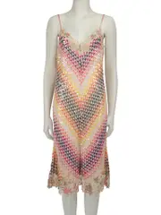 Zigzag Knit Sequin Lace Trim Mini Dress