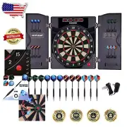 LED Electronic Dart Board with Cabinet & 12 Soft Tip Darts - Ultimate Game Night