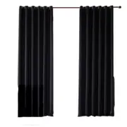 Black Bedroom Window Curtains Pair of Eyelet Blackout Draperies 2x