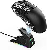 ATTACK SHARK X1 Ultralight Wireless Gaming Mouse with Magnetic RGB Charging Dock,Anti Slip Grip Tape,PixArt PAW3395 Pro Sensor,40000DPI,BT/2.4Ghz/Wired,Optical Micro Switch for PC Mac Gamer(Black)