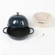 Cast Iron Bread Cloche, Dia. 7.8inch/20cm, with Proofing Basket and Dough Sco...